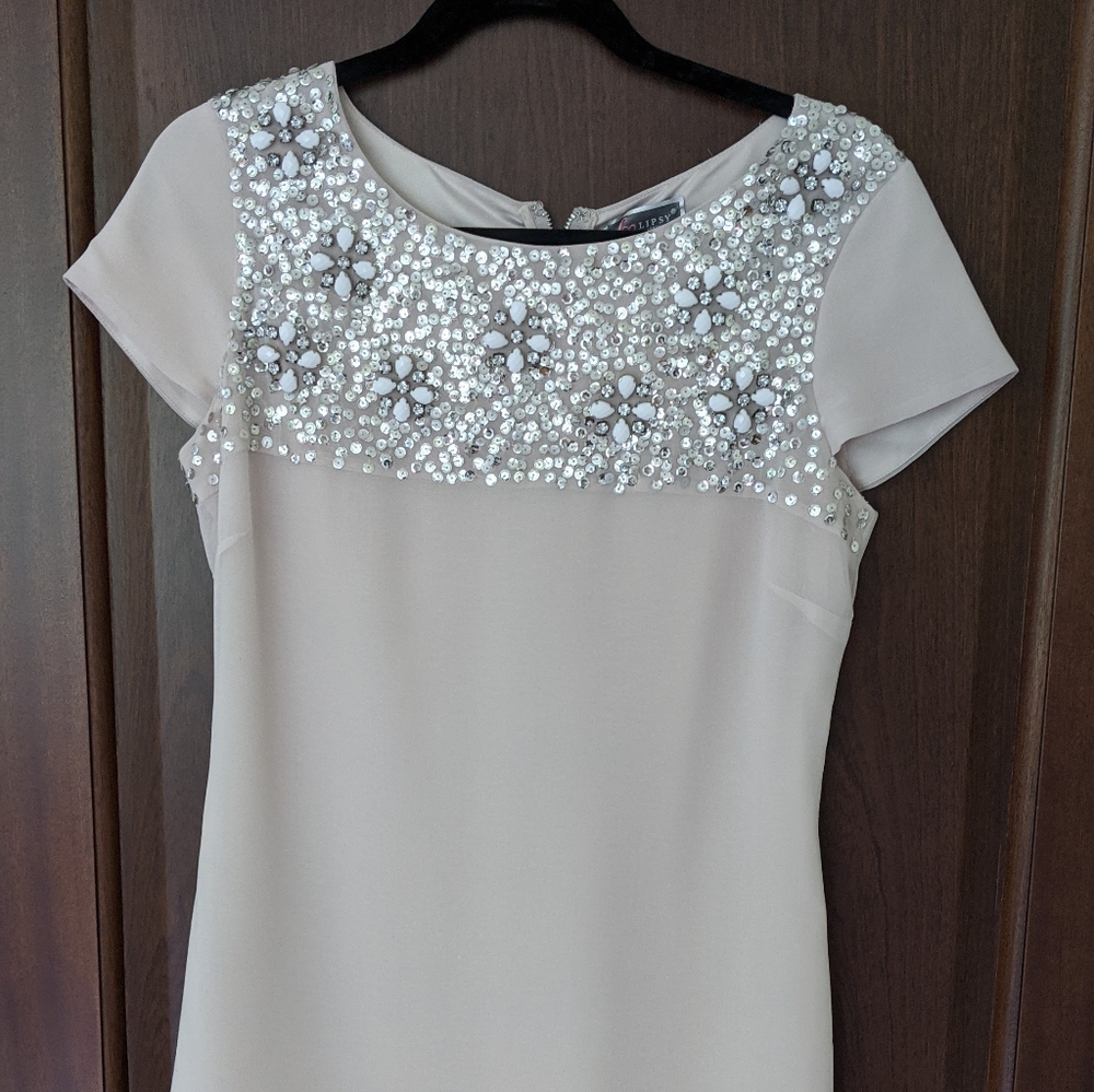 Lipsy London Dress (Beige/Pink - Size6)